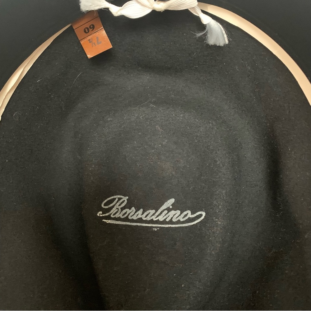 Vintage Borsalino Grand Prix Paris 1900 Black Men’s 7.5 Hat - Picture 3 of 7